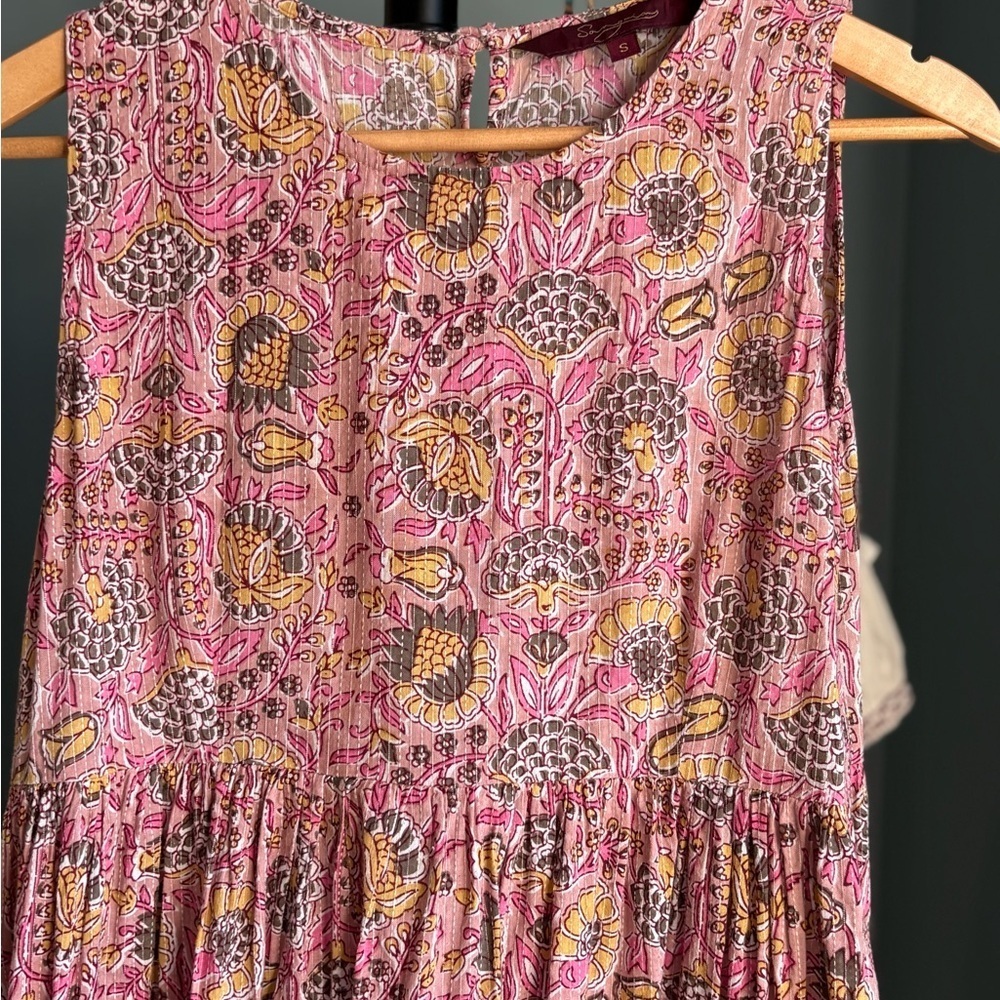 Signature by Sangria Pink and Green Smocked Maxi Sundress - Picture 3 of 7